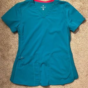 Small Teal Medcouture scrub top